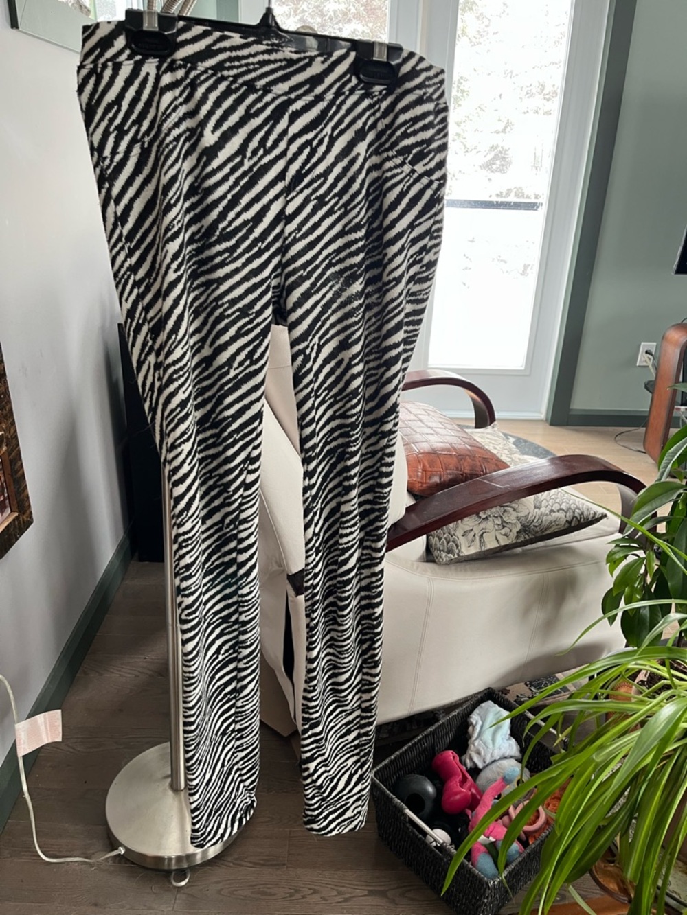 Red Dragon Black and White Zebra Print Leggings